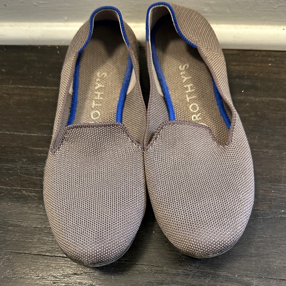 Rothy's Women’s Brown Slip-On Loafers with Blue Trim Size 8